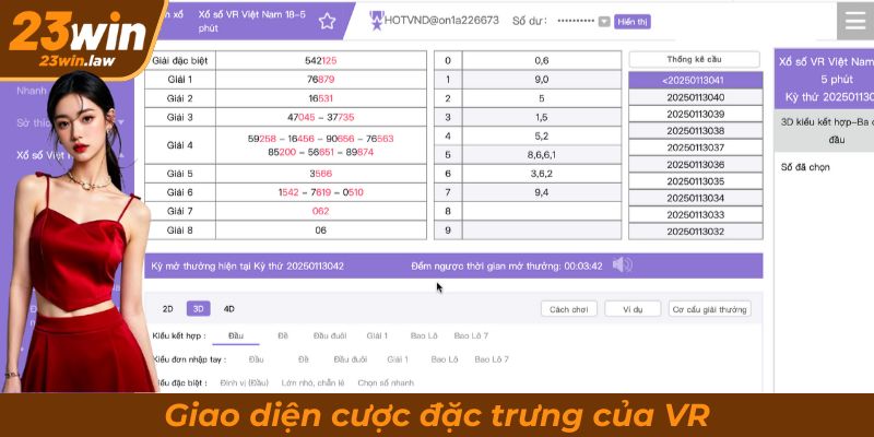Giao diện cược đặc trưng của VR